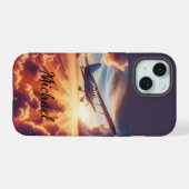 パイロット飛んでいる飛行機飛行機名前をカスタムする iPhone 15ケース (裏面横)