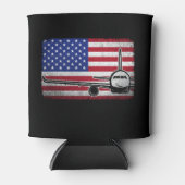 パイロット飛行機米国旗飛行機航空 缶クーラー (正面)