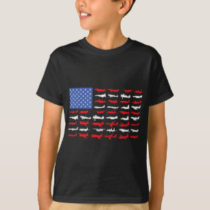 パイロット飛行機米国旗飛行機航空 Tシャツ