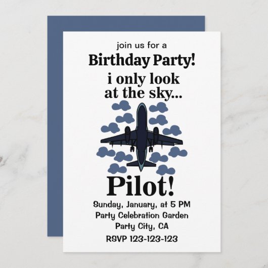 パイロット飛行機 私は空だけを見る パイロット 招待状 (正面/裏面)