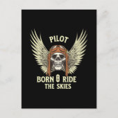パイロット スカル ウイングス 空を駆けるために生まれた 誕生日 ポストカード (正面)
