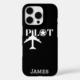 パイロット タイポグラフィーと飛行機 ミニマリストのカスタマイズ iPhone 16 PROケース