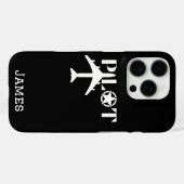パイロット タイポグラフィーと飛行機 ミニマリストのカスタマイズ Case-Mate iPhoneケース (裏面 (横))
