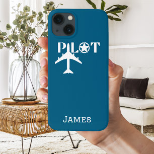 パイロット タイポグラフィーと飛行機 ミニマリスト オーダーメイド iPhone 13ケース