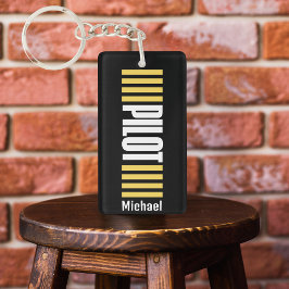 パイロット タイポグラフィー 航空機 フォト パーソナライズ キーホルダー