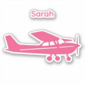 パイロット ピンクセスナ航空機 カスタムネーム ガーリー シール (正面)