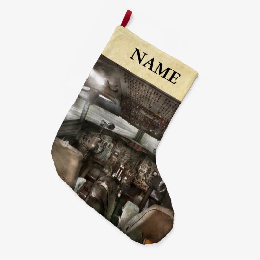 パイロット-操縦室-私達はパイロットか2つを必要とします ラージクリスマスストッキング (正面 (吊り時))