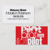 パイロット；緋色の赤ストライプ色 名刺 (正面/裏面)