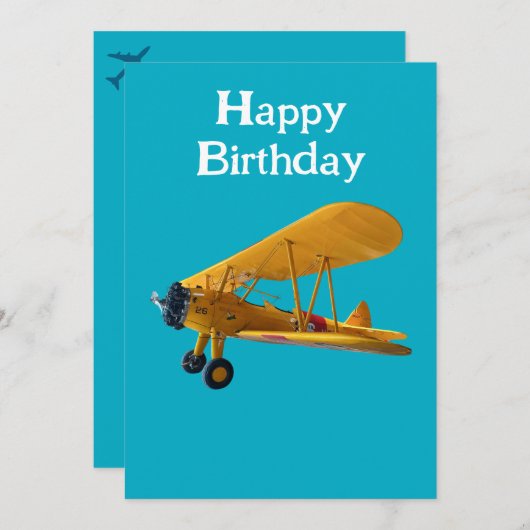 パイロット、航空誕生日用のStearman biplane写真 シーズンカード (正面/裏面)