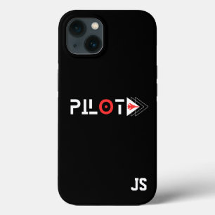 パイロット Typography & ジェット機,モノグラム入り,シンプル iPhone 13ケース