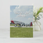 パイロットP-51マスタング飛行機の誕生日おもしろ写真 カード (スタンド正面)