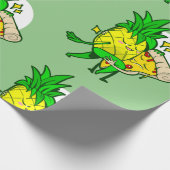 パインおもしろいアップルのピザかわいい ラッピングペーパー (角)