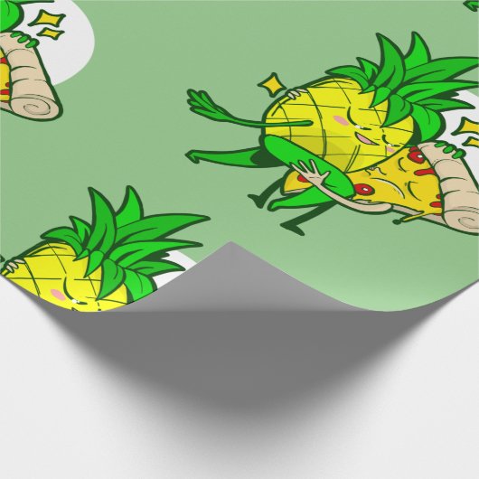 パインおもしろいアップルのピザかわいい ラッピングペーパー (角)