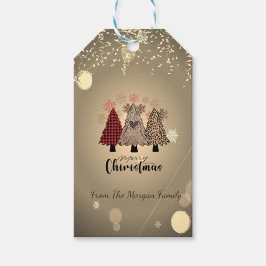 パインお洒落ツリーズスターズ紙吹雪 ギフトタグ (正面)