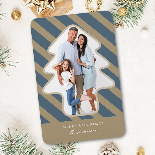 パインお洒落ツリー型フォトホリデーカード マグネット