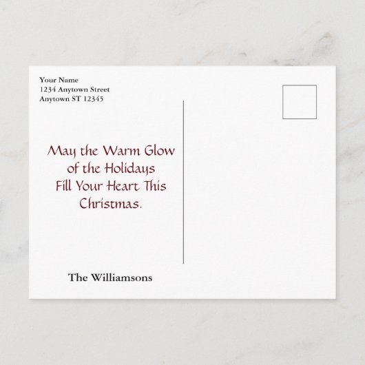 パインのベッドに写ったあなたの写真 – 聖降誕祭お目出とう シーズンポストカード (裏面)