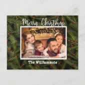 パインのベッドに写ったあなたの写真 – 聖降誕祭お目出とう シーズンポストカード (正面)