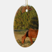 パインの木がある茶色の馬 セラミックオーナメント (右)