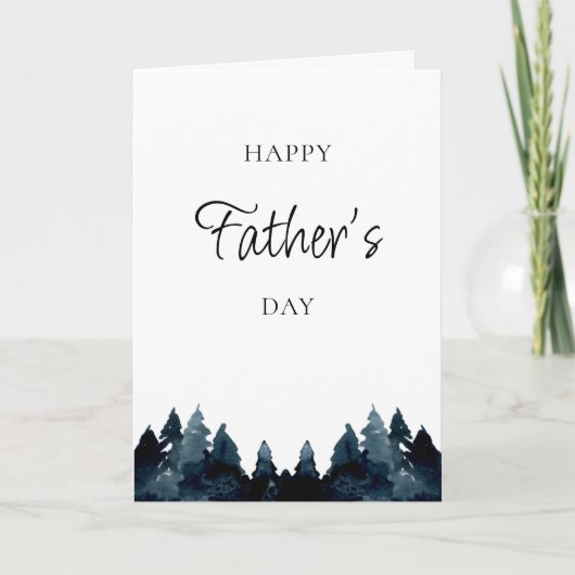 パインの木が咲く青い父の日のカード 案内状 (正面)
