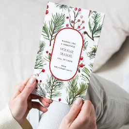 パインアンドベリー素朴ホリデーグリーティングカード