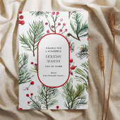 パインアンドベリー素朴ホリデーグリーティングカード