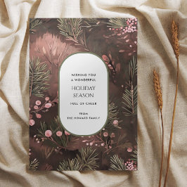 パインアンドベリー素朴ホリデーグリーティングカード