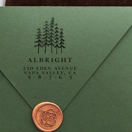 パインイラストレーション&名前をカスタムする差出人住所 ラバースタンプ