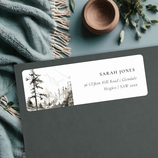 パインウッズマウンテンランドスケープスケッチアドレス ラベル