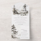 パインウッズマウンテンランドスケープ結婚スケッチ オールインワン招待状 (内側)