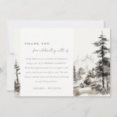 パインウッズマウンテンランドスケープ結婚スケッチ サンキューカード (正面)