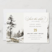 パインウッズマウンテンランドスケープ結婚スケッチ セーブザデート (正面)