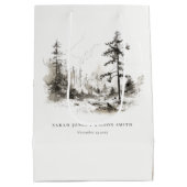 パインウッズマウンテンランドスケープ結婚スケッチ ミディアムペーパーバッグ (裏面)