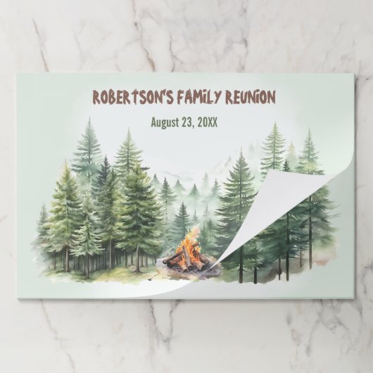 パインウッドフォレストキャンプファイアティアウェイ紙ランチョンマット ペーパーパッド (折り畳み)