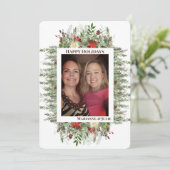 パインエバーグリーンフレーム写真テンプレートホリデーカード シーズンカード (スタンド正面)