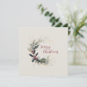 パインエレガントとホリーのリースと金ゴールドアクセント サンキューカード (スタンド正面)