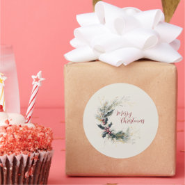 パインエレガントとホリーのリースと金ゴールドアクセント ラウンドシール