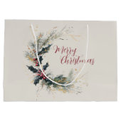 パインエレガントとホリーのリースと金ゴールドアクセント ラージペーパーバッグ (裏面)