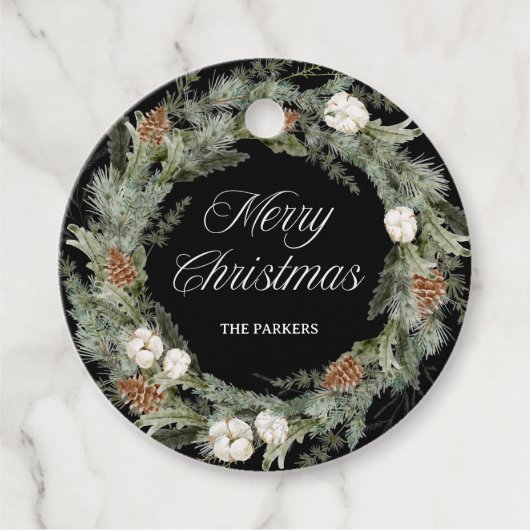 パインエレガントと緑の黒 |メリークリスマス フェイバータグ (正面)