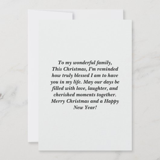 パインエレガントの水彩付き家族クリスマスカード 招待状 (裏面)