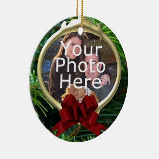 パインエレガントカスタムフォトクリスマスオーナメント セラミックオーナメント (右)