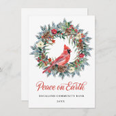パインエレガントクリスマスリース(鳥)ショウジョウコウカンチョウ企業のH シーズンカード (正面/裏面)