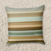 パインエレガントグリーングレー茶色パタストライプのーン クッション