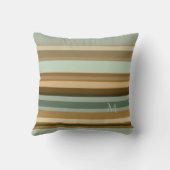 パインエレガントグリーングレー茶色パタストライプのーン クッション (裏面)