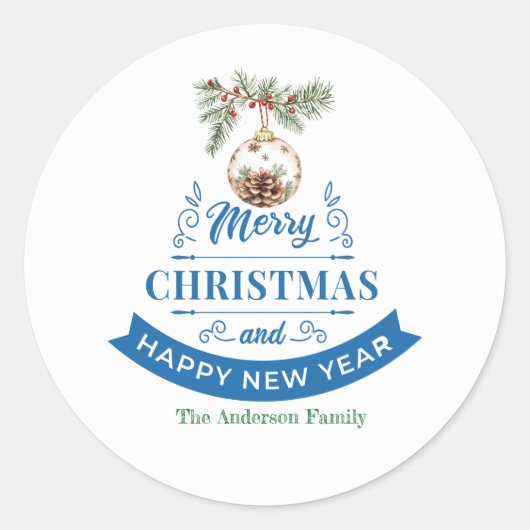 パインエレガントコーンのクリスマス&新年 ラウンドシール (正面)