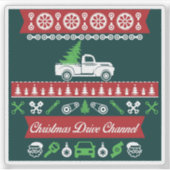 パインエレガントスタイリッシュツリーと車 シール (正面)