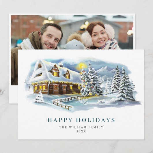 パインエレガントツリーのクリスマスグリーティング写真 シーズンカード (正面/裏面)