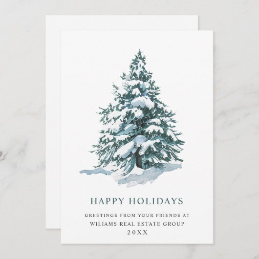 パインエレガントツリーのクリスマス企業の挨拶 シーズンカード (正面/裏面)