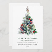 パインエレガントツリーのクリスマス企業の挨拶 シーズンカード (正面/裏面)