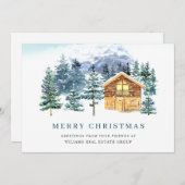 パインエレガントツリーのクリスマス企業の挨拶 シーズンカード (正面/裏面)