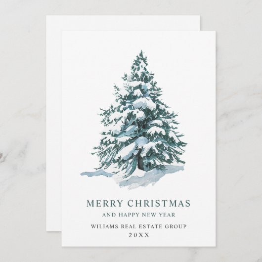 パインエレガントツリーのクリスマス企業の挨拶 シーズンカード (正面/裏面)